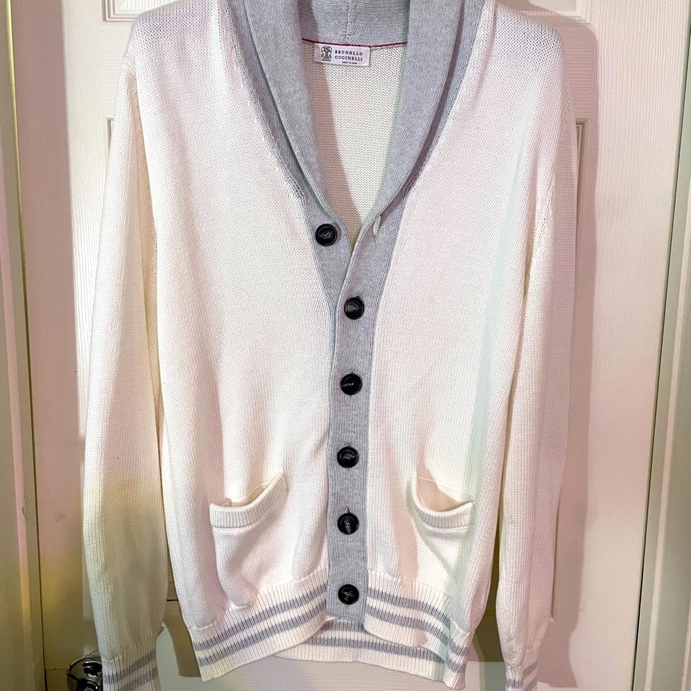 Brunello Cucinelli Men’s White Cardigan